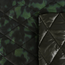Quilted Velvet Coating - Camo Green + Black