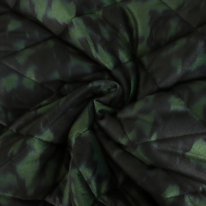 Quilted Velvet Coating - Camo Green + Black