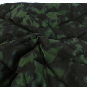 Quilted Velvet Coating - Camo Green + Black