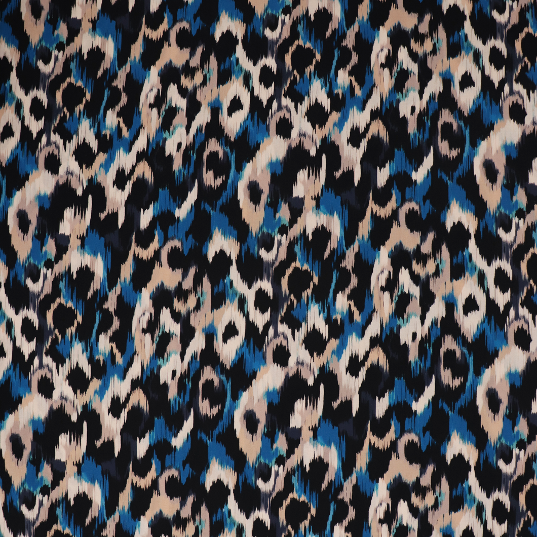 Viscose Poplin - Abstract Animal - Blue
