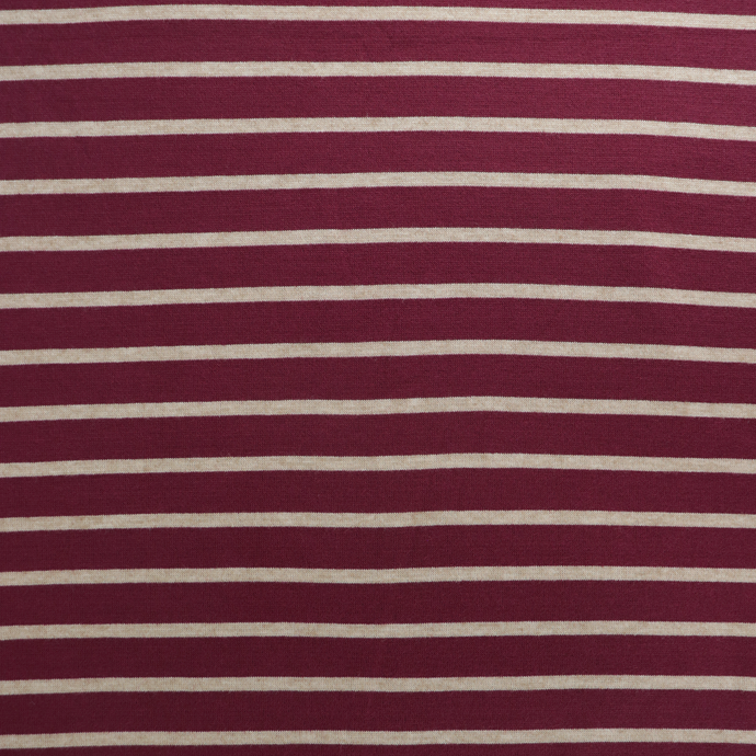 Viscose Blend Jacquard Soft Knit - Stripes - Cranberry