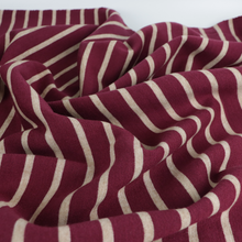 Viscose Blend Jacquard Soft Knit - Stripes - Cranberry