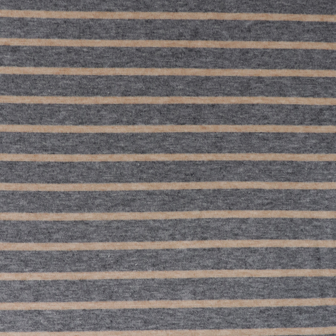 Viscose Blend Jacquard Soft Knit - Stripes - Grey