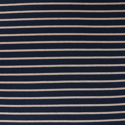 Viscose Blend Jacquard Soft Knit - Stripes - Navy