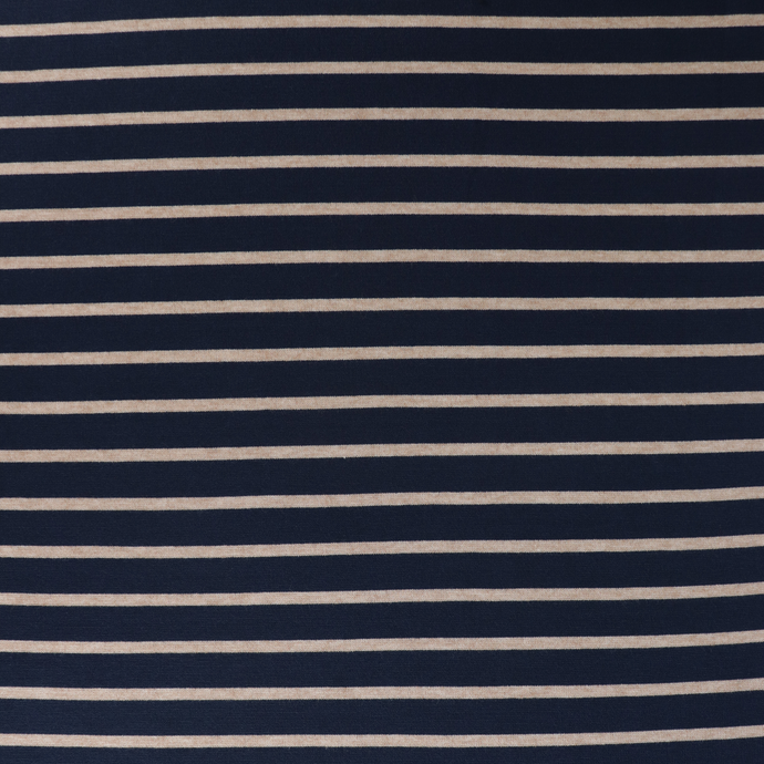 Viscose Blend Jacquard Soft Knit - Stripes - Navy
