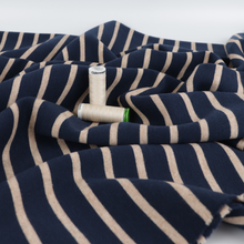 Viscose Blend Jacquard Soft Knit - Stripes - Navy