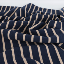 Viscose Blend Jacquard Soft Knit - Stripes - Navy