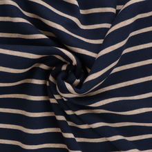 Viscose Blend Jacquard Soft Knit - Stripes - Navy