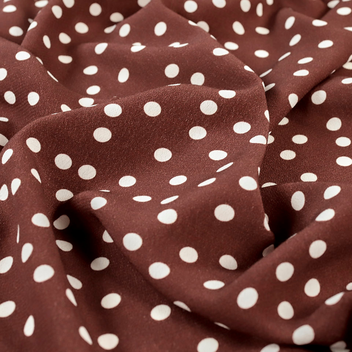 Viscose Crepe - Vivian Spot Mocha - Fabric Godmother