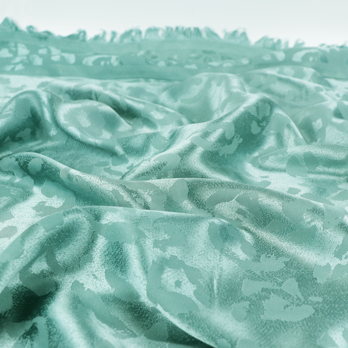 Viscose Cupro Satin - Leopard Jacquard - Light Seafoam Green