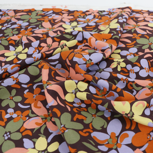 Viscose Lawn - Autumn Flowers - Brown