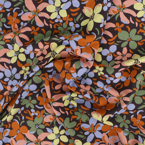 Viscose Lawn - Autumn Flowers - Brown