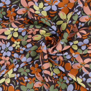Viscose Lawn - Autumn Flowers - Brown