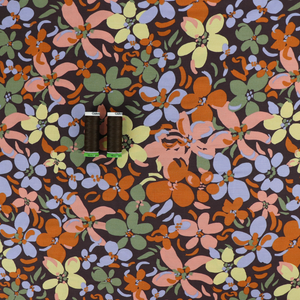 Viscose Lawn - Autumn Flowers - Brown