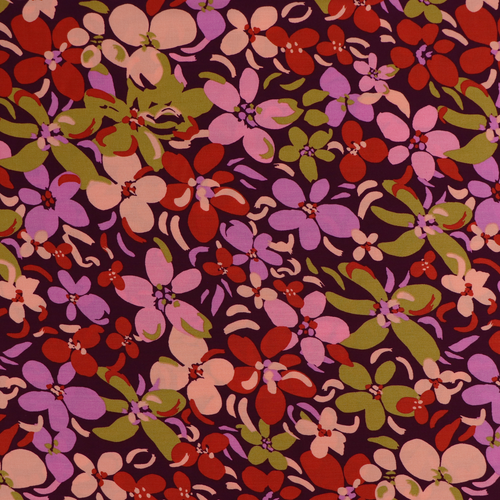 Viscose Lawn - Autumn Flowers - Purple