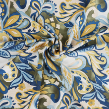 Viscose Poplin - Paisley Butter Yellow + Khaki Green