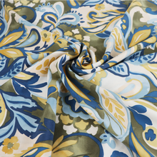 Viscose Poplin - Paisley Butter Yellow + Khaki Green