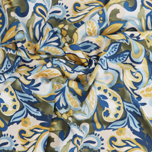 Viscose Poplin - Paisley Butter Yellow + Khaki Green