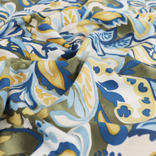 Viscose Poplin - Paisley Butter Yellow + Khaki Green