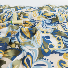 Viscose Poplin - Paisley Butter Yellow + Khaki Green