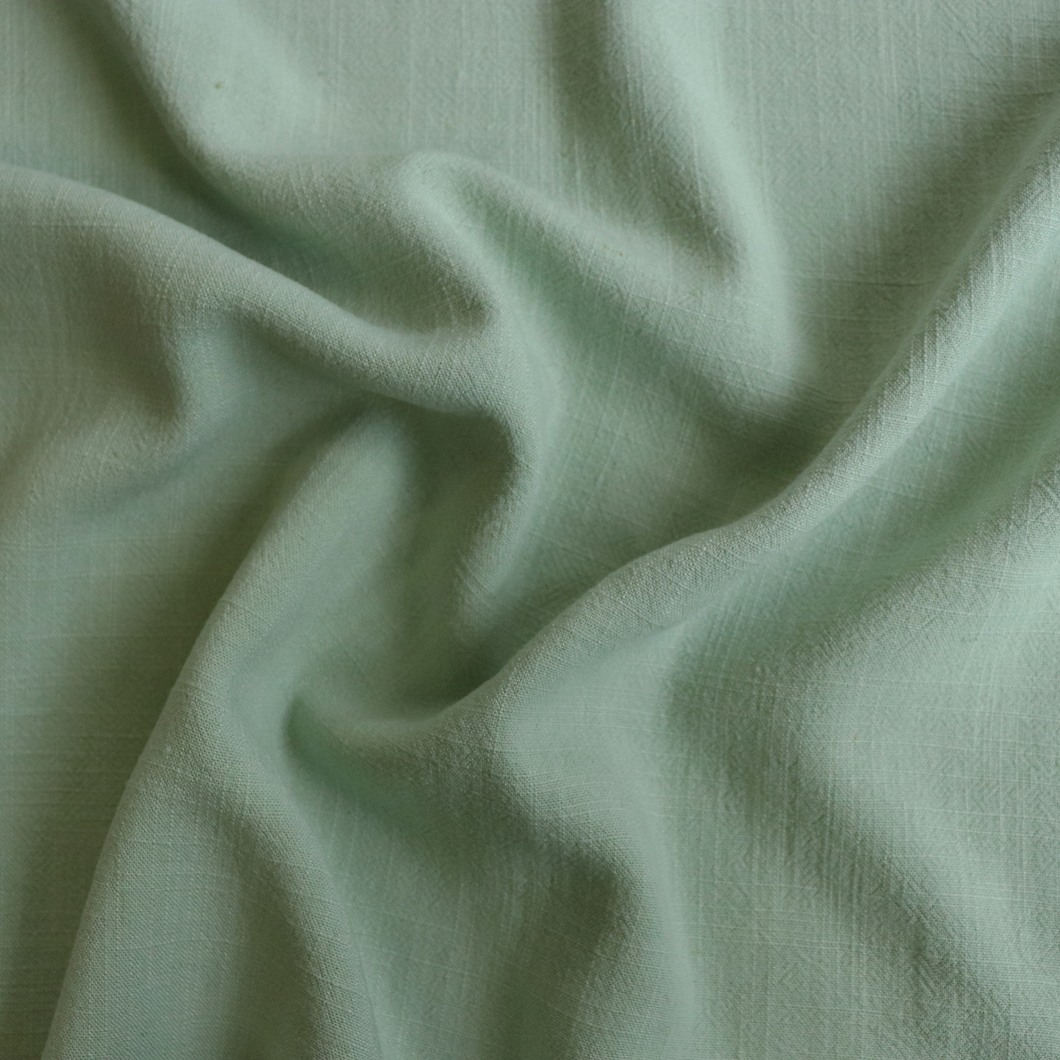 Viscose Linen Slub - Pale Green - END OF BOLT 87cm