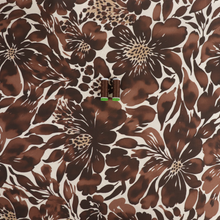 Viscose Satin - Chocolate Brown Floral Bouquet