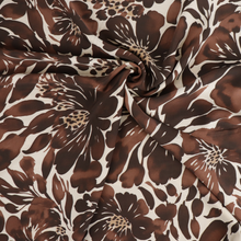 Viscose Satin - Chocolate Brown Floral Bouquet
