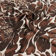 Viscose Satin - Chocolate Brown Floral Bouquet