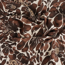 Viscose Satin - Chocolate Brown Floral Bouquet