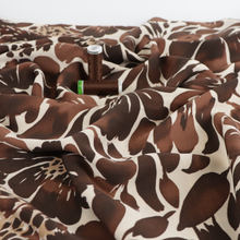 Viscose Satin - Chocolate Brown Floral Bouquet