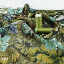 Viscose Satin - Floral Tapestry - Green