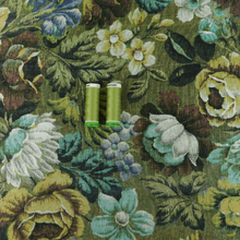 Viscose Satin - Floral Tapestry - Green
