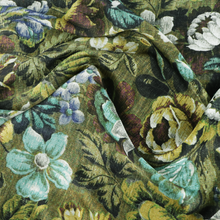 Viscose Satin - Floral Tapestry - Green