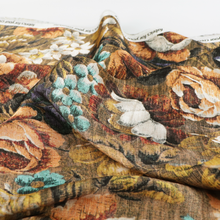 Viscose Satin - Floral Tapestry - Brown