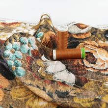 Viscose Satin - Floral Tapestry - Brown