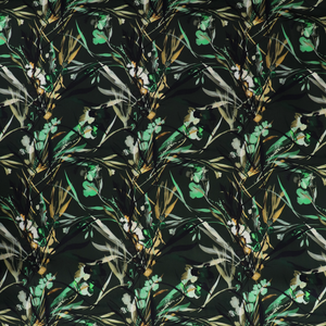 Viscose Satin Twill - Watercolour Botanicals - Forest