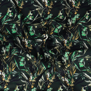 Viscose Satin Twill - Watercolour Botanicals - Forest