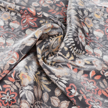 Viscose Blend Satin - Metallic Silver Floral