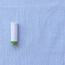Cotton Seersucker - White + Blue Stripe