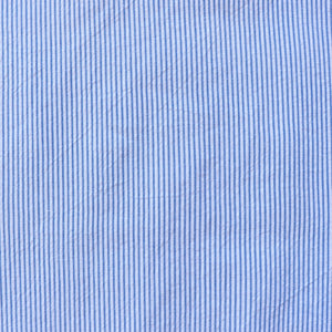 Cotton Seersucker - White + Blue Stripe