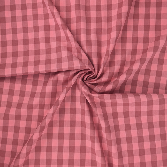 Yarn Dyed Cotton - Coral Pink + Red Gingham