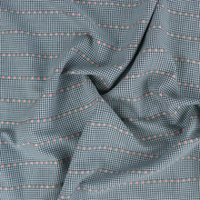 Yarn Dyed Cotton - Blue Gingham With Pink Flower Ribbon