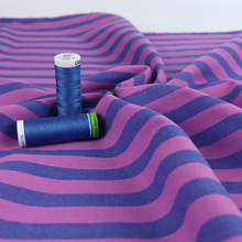 Yarn Dyed Washed Cotton - Stripe - Purple + Blue