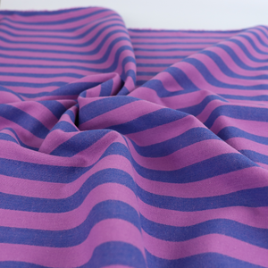 Yarn Dyed Washed Cotton - Stripe - Purple + Blue