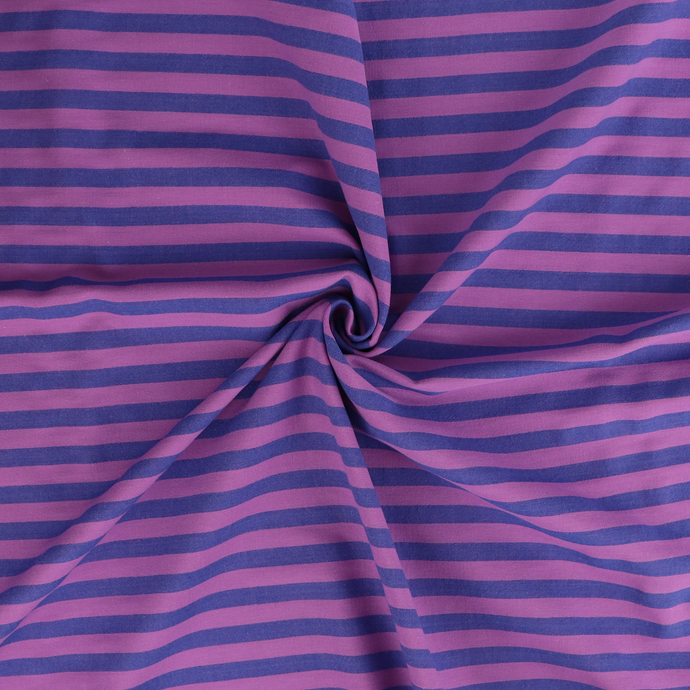 Yarn Dyed Washed Cotton - Stripe - Purple + Blue