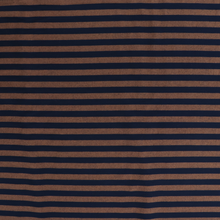 Yarn Dyed Washed Cotton - Stripe - Light Brown + Navy Blue