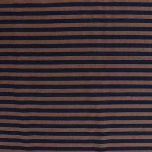 Yarn Dyed Washed Cotton - Stripe - Light Brown + Navy Blue