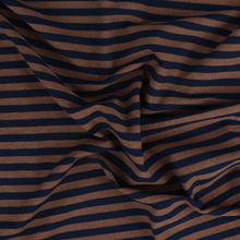 Yarn Dyed Washed Cotton - Stripe - Light Brown + Navy Blue
