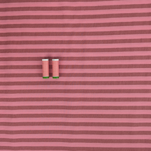 Yarn Dyed Washed Cotton - Stripe - Coral Pink + Brown