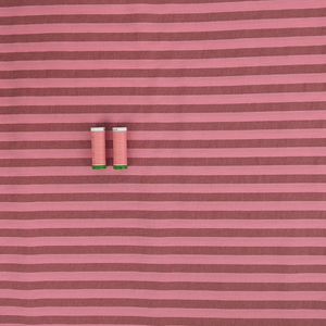 Yarn Dyed Washed Cotton - Stripe - Coral Pink + Brown